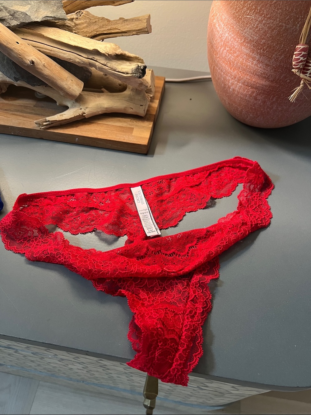 Lace Thong Panty in Red - Women Intimates